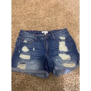 Cello‎ Jeans Distressed Cut Off Blue Jean Shorts Women's SizeM  Cuffed
